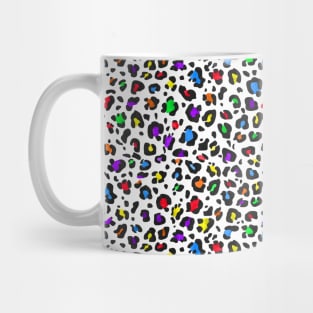 Rainbow, Black and White Leopard Print Pattern Mug